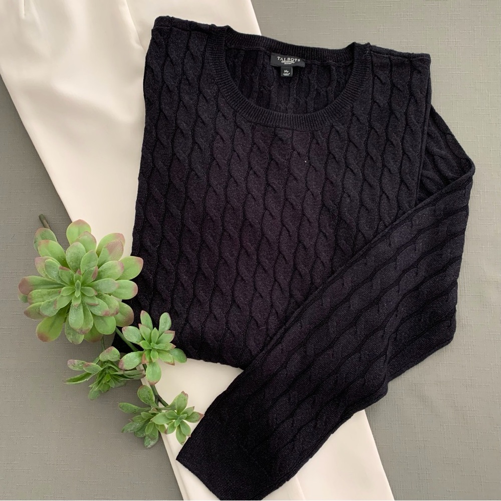 Talbots black sparkly crewneck lightweight long sleeve sweater.   MP.